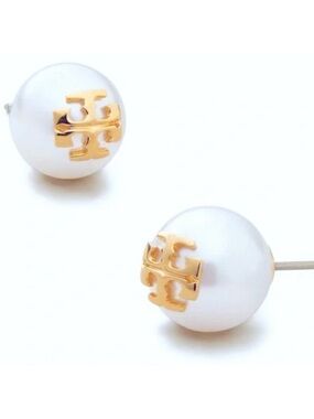 Tory Burch KIRA pearl stud logo earrings